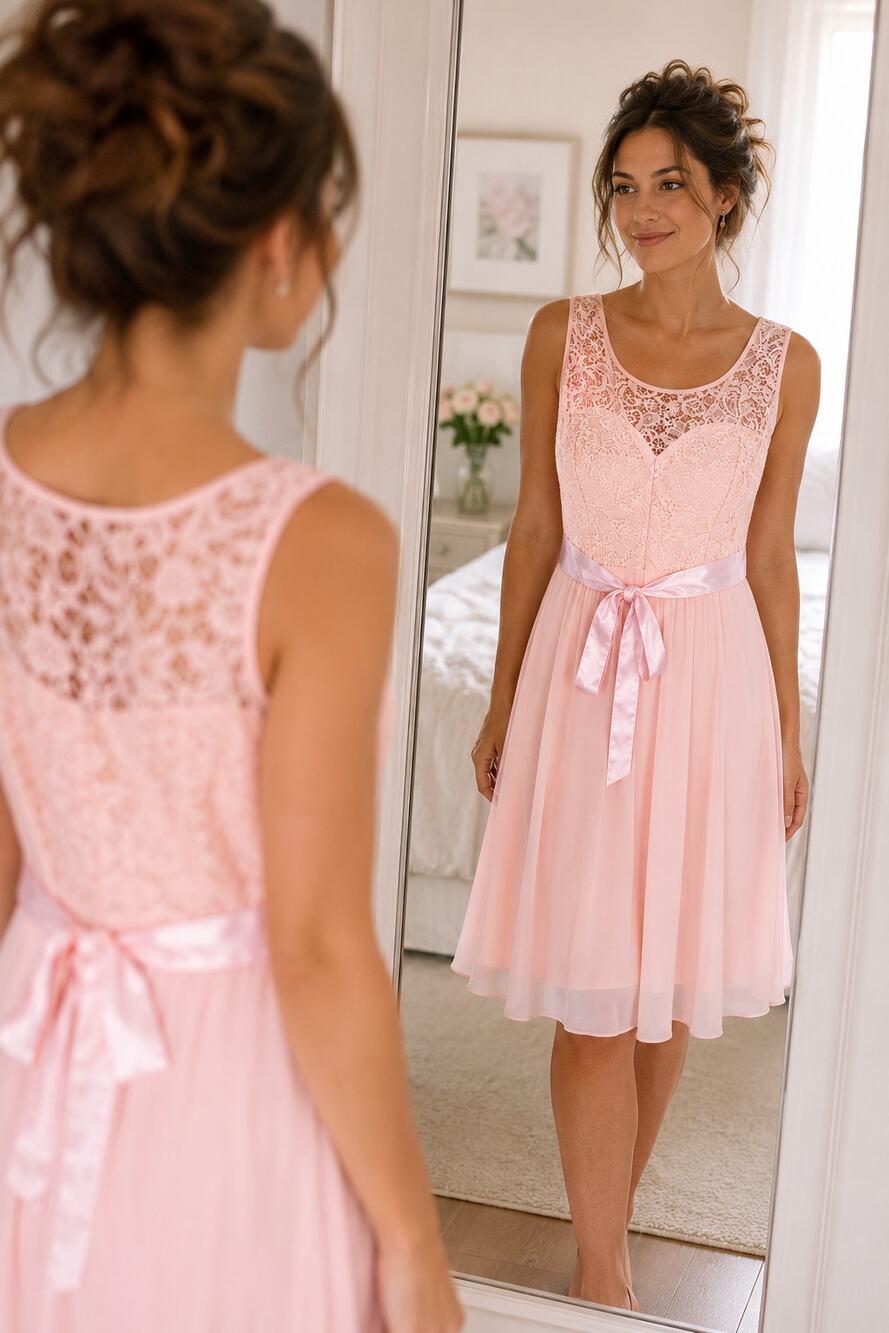 Vintage 90s Bery Love Pink Lace Fit & Flare Midi Dress Small Prom Party